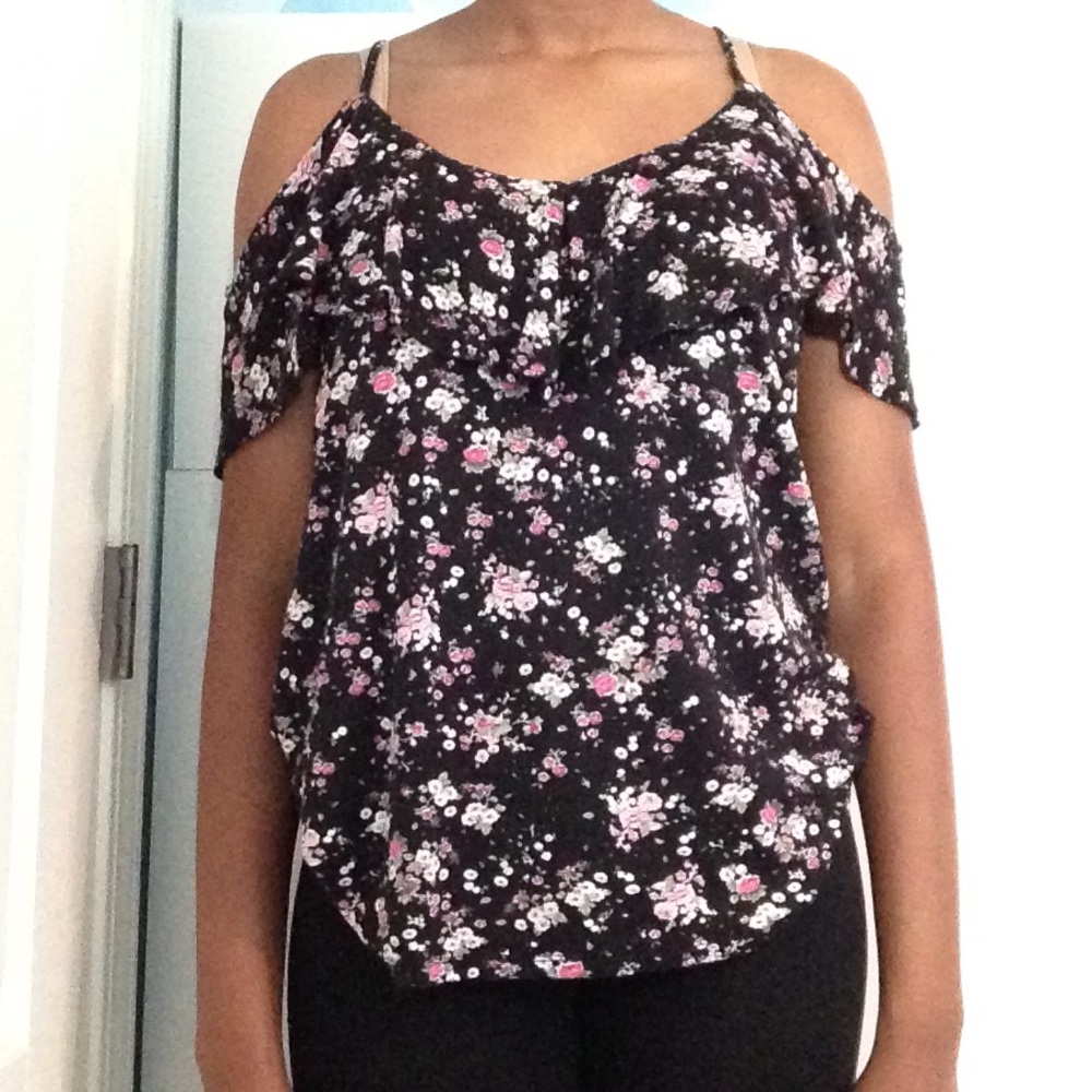 Cold shoulder floral blouse